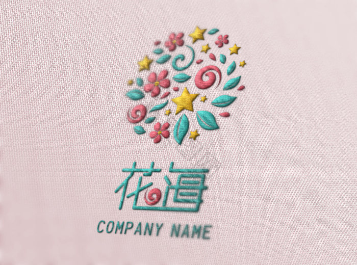 针织布上的彩色艺术logo模板-包图网