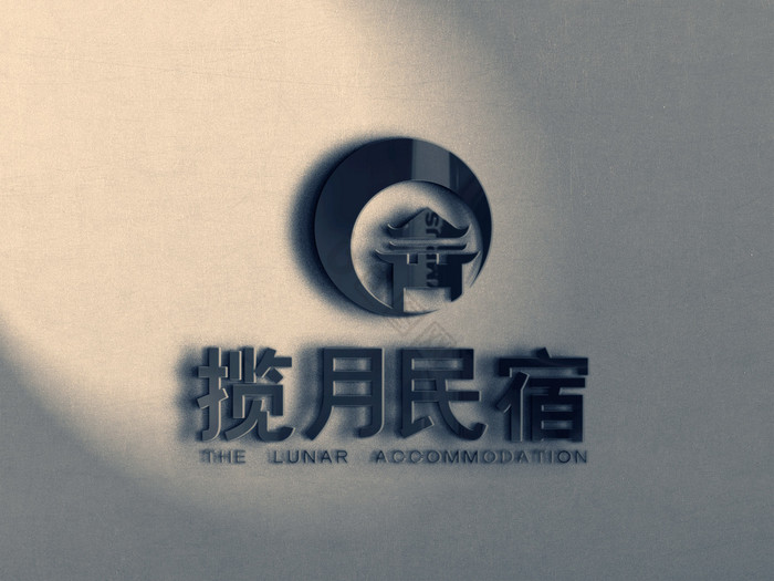 墙面上的镜面反光logo图片