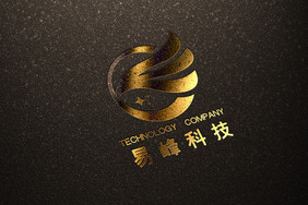 金色渐变石材上的logo样机