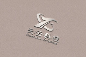 银色渐变3D效果logo样机