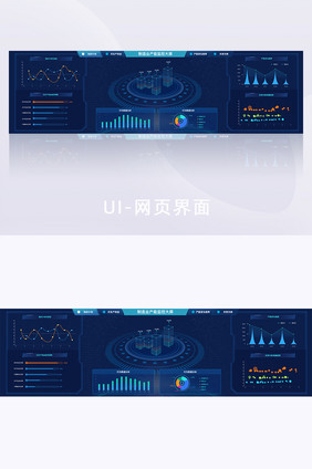 科技蓝产能监控大屏数据界面webpcUI