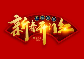 中国风新年开门红立体字毛笔字