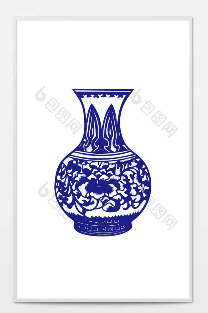 中国风古风青花瓷大瓶子装饰图案元素