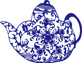 中国风古风青花瓷茶壶装饰图案元素