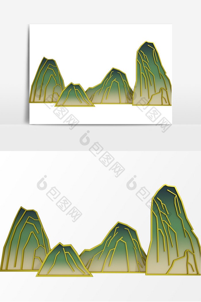 大气耸立青石山峰新中式山水元素设计