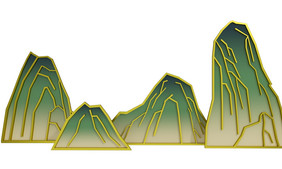 大气耸立青石山峰新中式山水元素设计