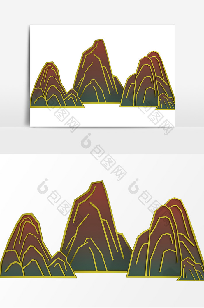 古风鎏金高山新中式山水元素设计