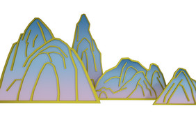 清新国潮鎏金高山新中式山水元素设计