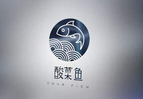 磨砂玻璃上的logo样机