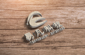 木纹板上的3D雕刻木质logo