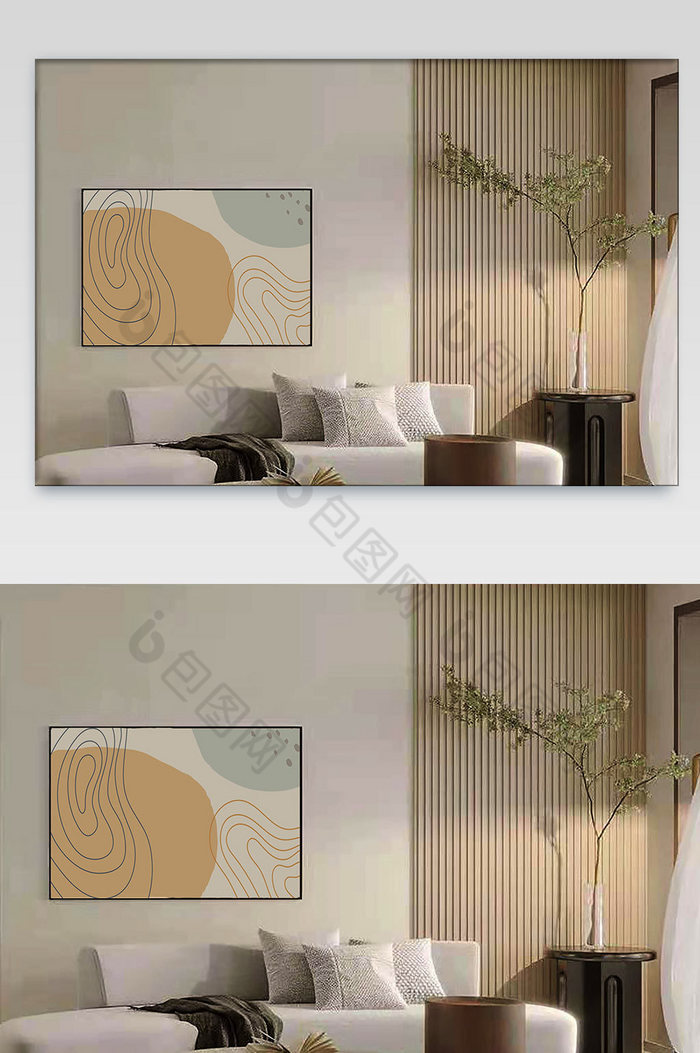 极简日式色沙发墙挂画贴图图片图片
