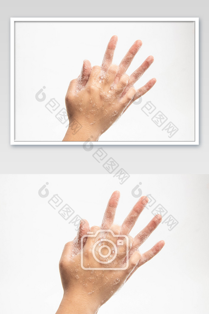 六步洗手法搓手洗涤摄影图