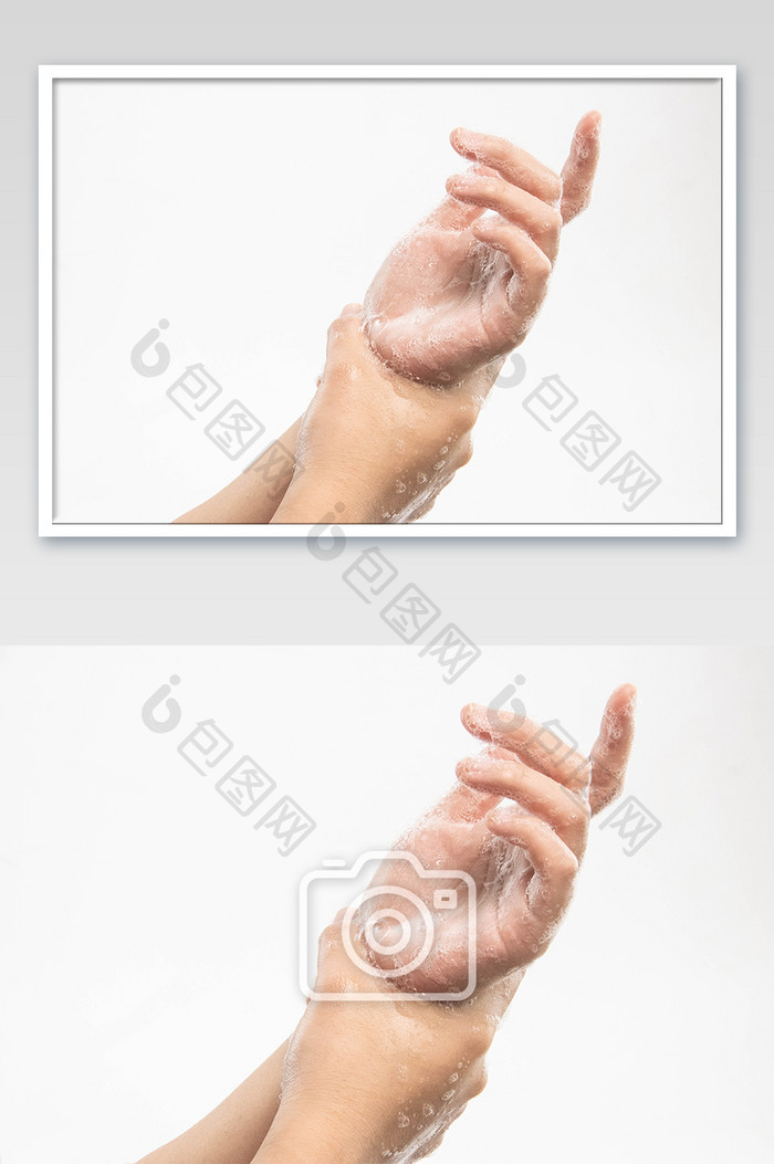 六步洗手法肥皂泡洗手摄影图
