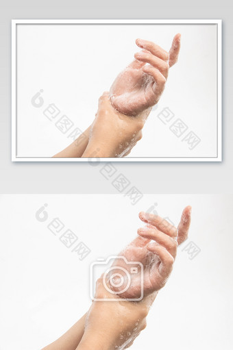 六步洗手法肥皂泡洗手摄影图图片