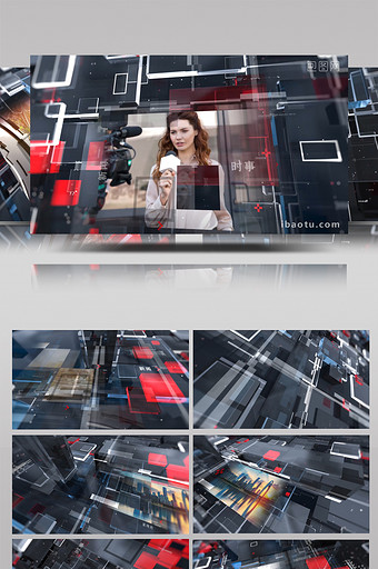 3D透明玻璃空间全球时事新闻包装AE模板图片