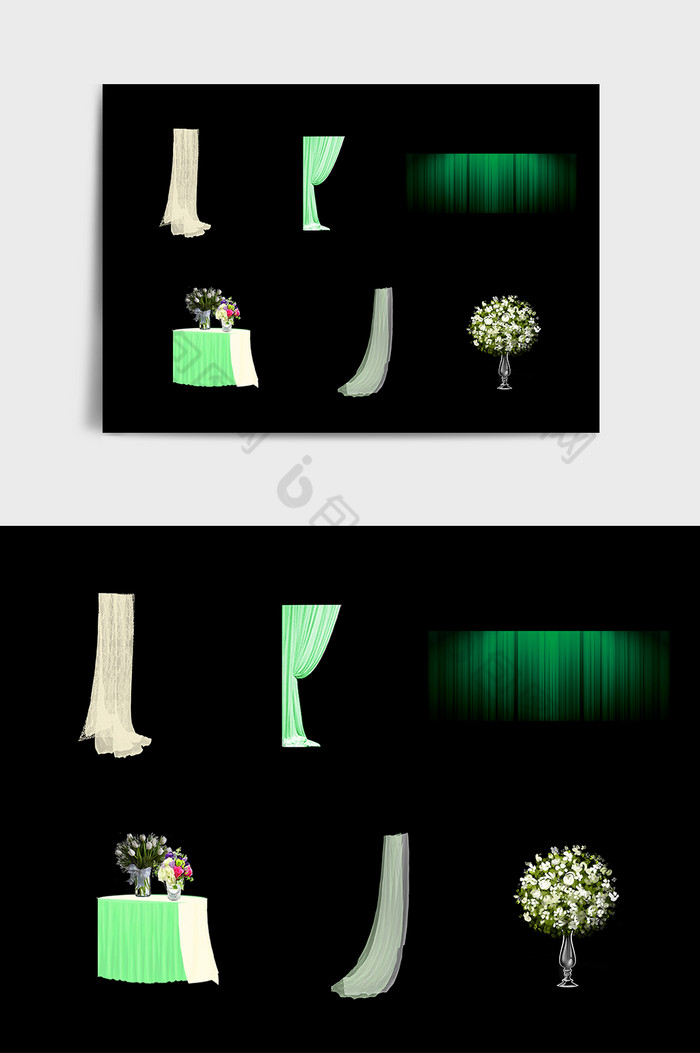 绿色清新浪漫主题婚礼元素图片图片