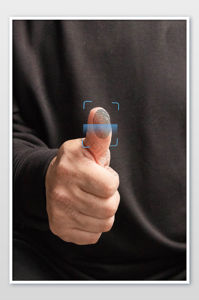 大拇指指纹锁摄影图