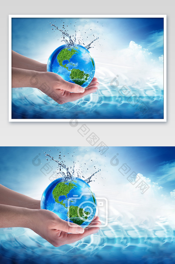 蓝色大海地球一小时环保节约摄影海报