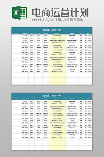 电商推广运营计划excel模板图片