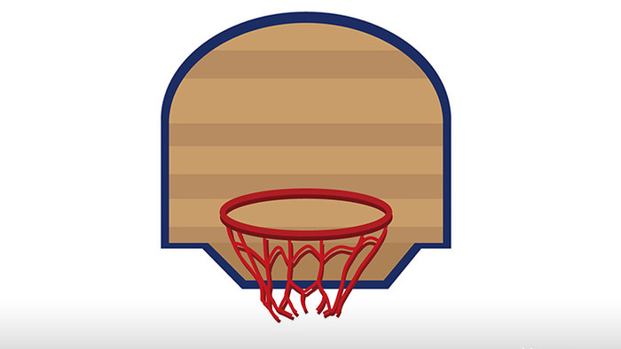 简单扁平画风家居类运动体育篮球框mg动画