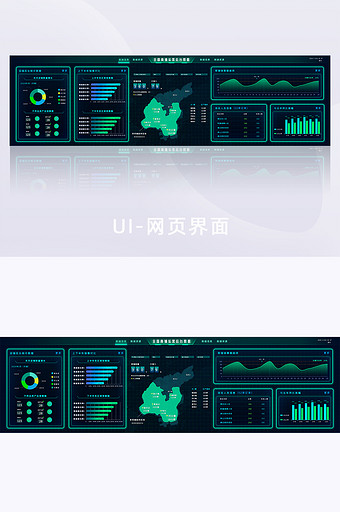 绿色科技信息可视化数据网页大屏界面UI图片