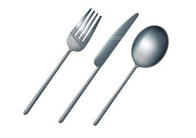 银色餐具叉子勺子刀矢量素材