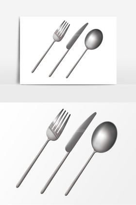 银色餐具叉子勺子刀图片