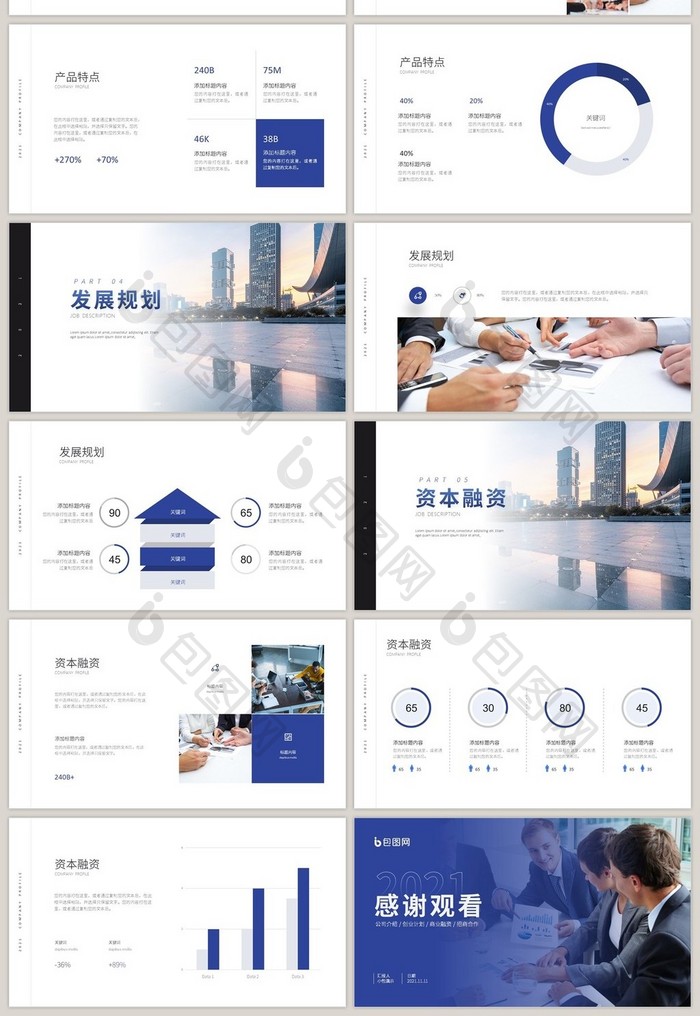 蓝色简洁商业计划书通用PPT模板