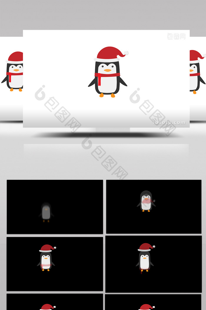 简单扁平画风圣诞节类卡通企鹅mg动画
