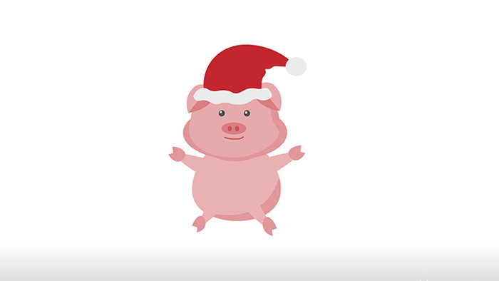 简单扁平画风圣诞节类卡通小猪mg动画