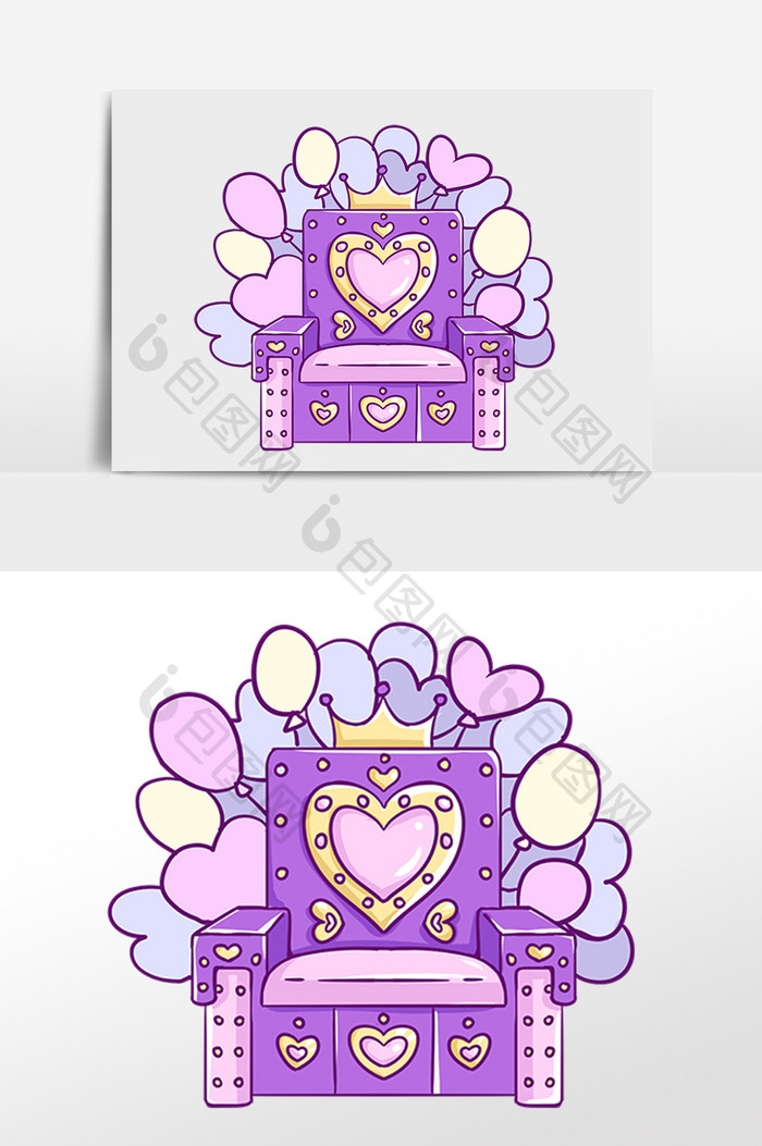紫色女神节宝座装饰插画