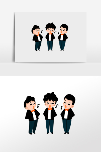 儿童声乐合唱男孩插画