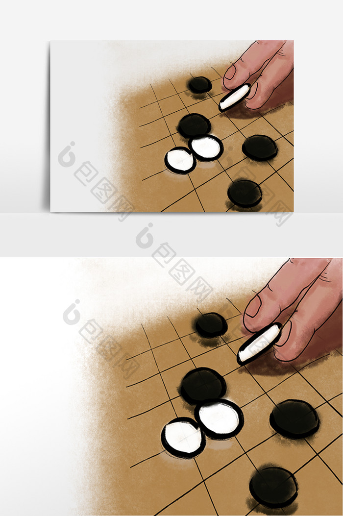 围棋比赛下围棋插画