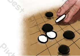 围棋比赛下围棋插画