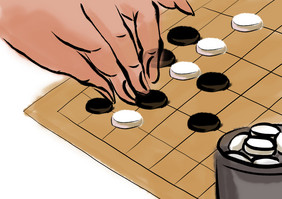 下围棋棋子手绘插画