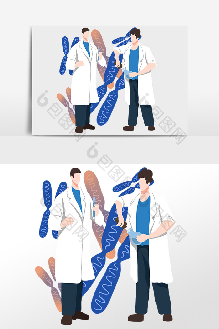 DNA检测人物医生插画