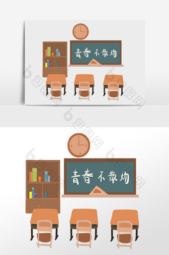 教室室内桌椅黑板图片