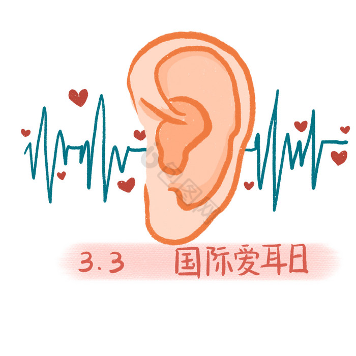 国际爱耳日耳朵声波插画图片