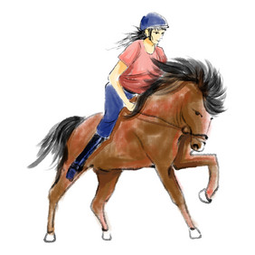 骑马人物手绘插画