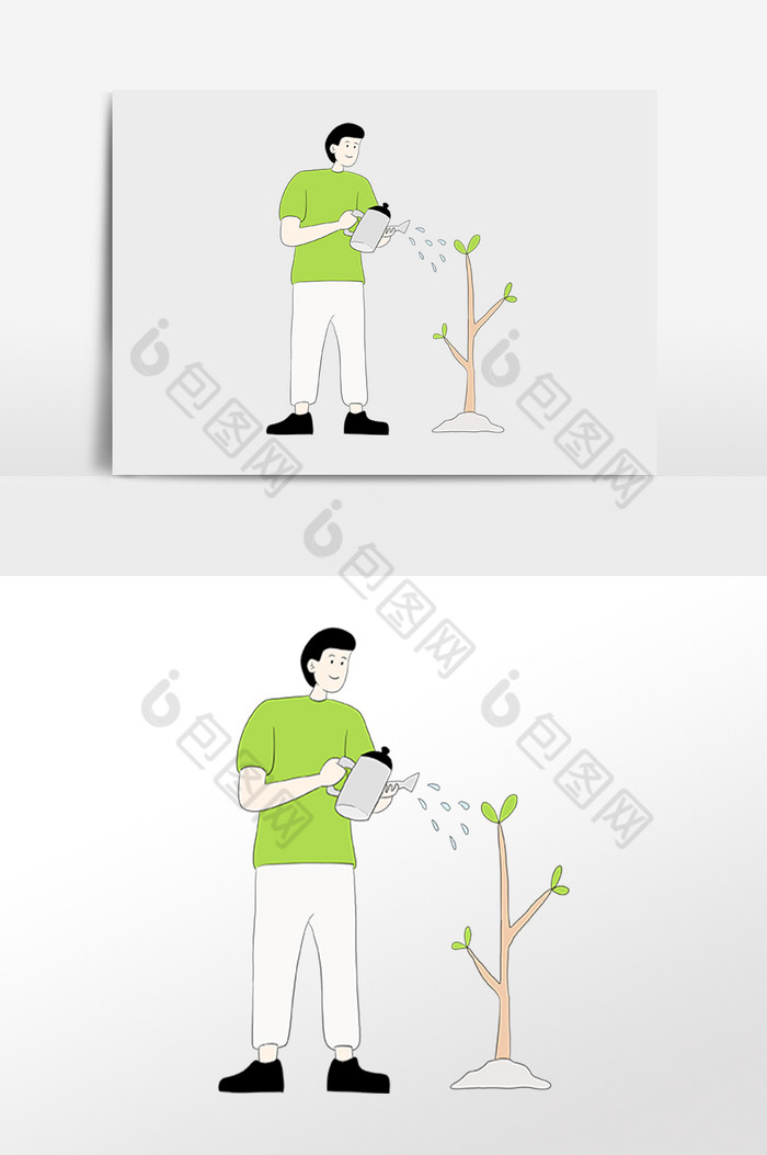 新植树节人物植树插画图片图片