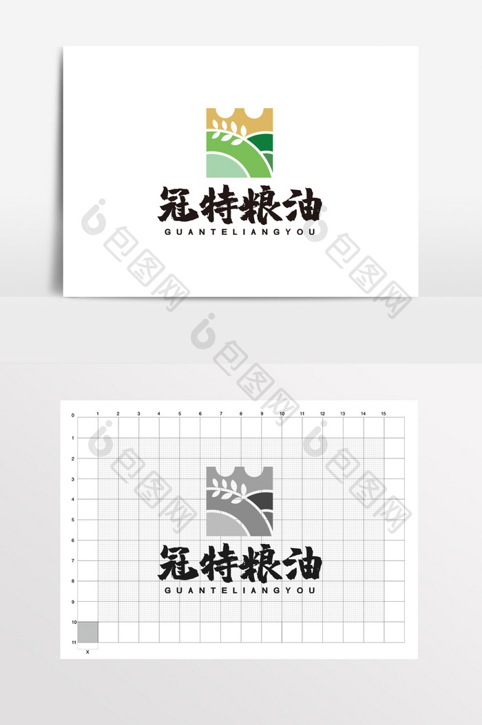 皇冠粮油良田大米小麦LOGO标志VI