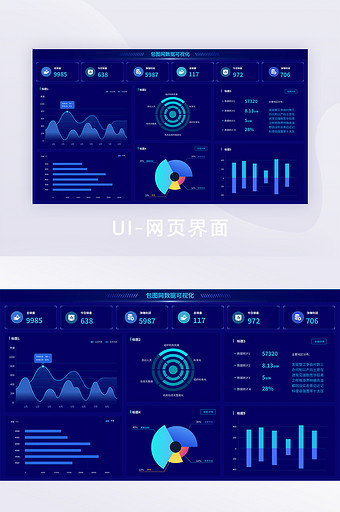 蓝色可视化数据统计UI界面设计图片