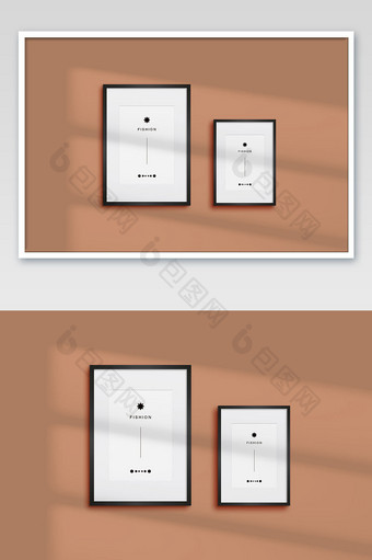 ins温馨光影墙面上的相框贴图样机图片