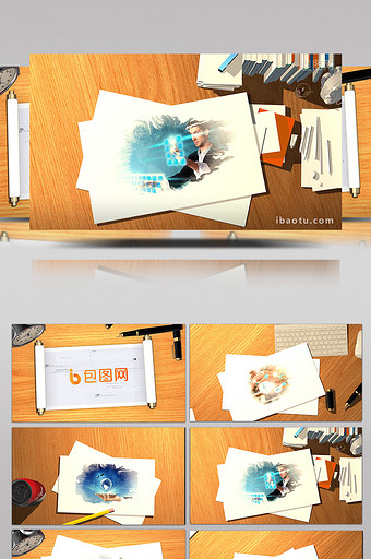 温馨创意E3D桌面摆放片头AE模板图片