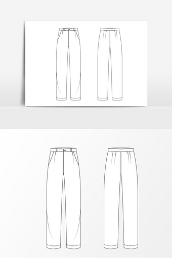 裤子版型矢量素材