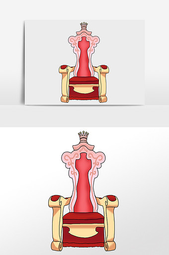 卡通手绘女神节宝座插画