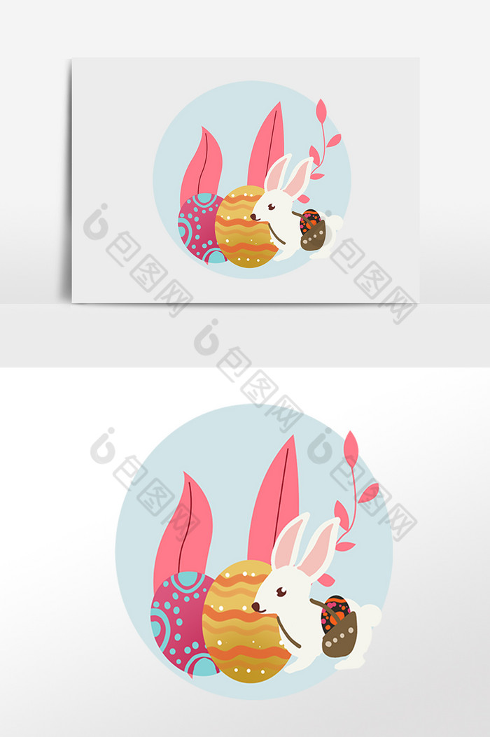 复活节兔子彩蛋插画图片图片