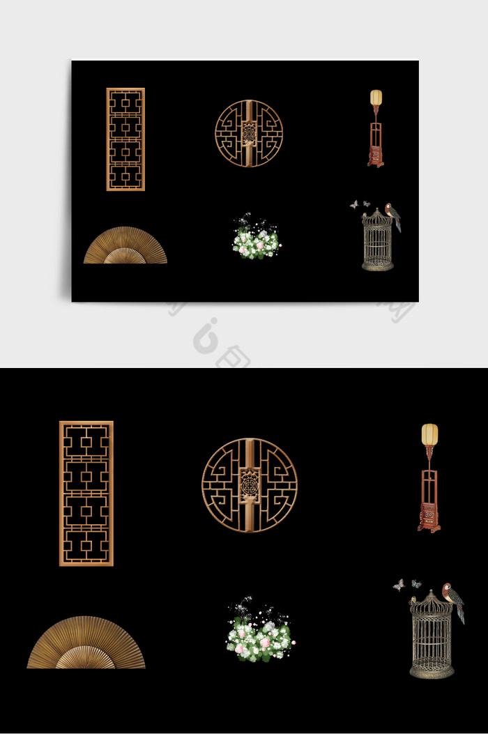 新中式木色婚礼元素图片图片