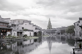 古镇徽派建筑石城清晨风景