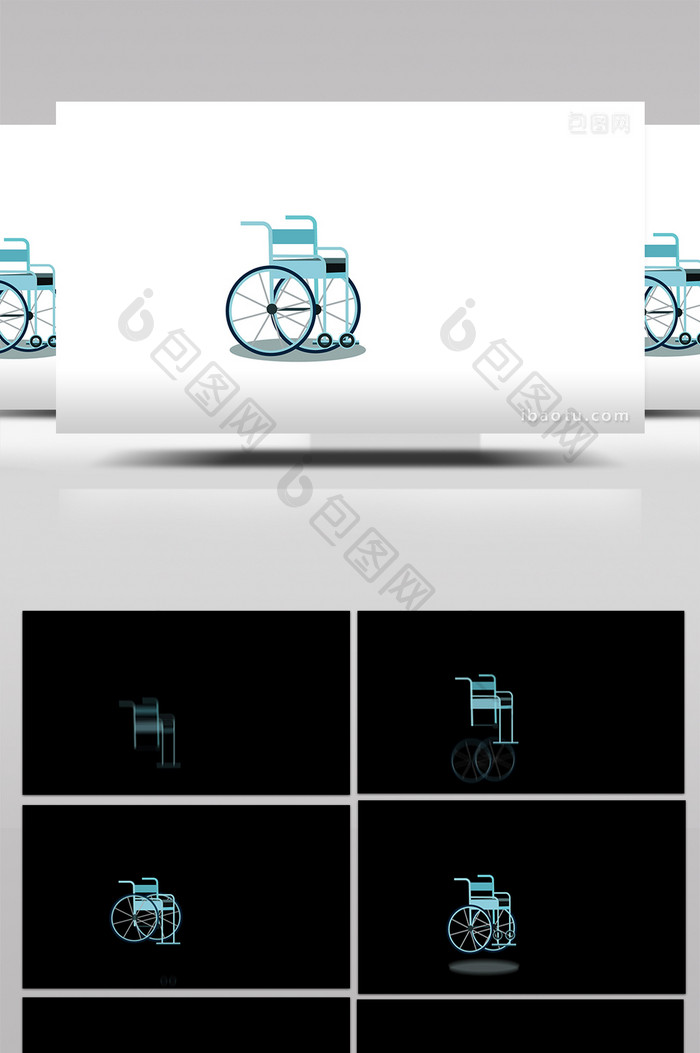 简单扁平画风交通运输类轮椅mg动画